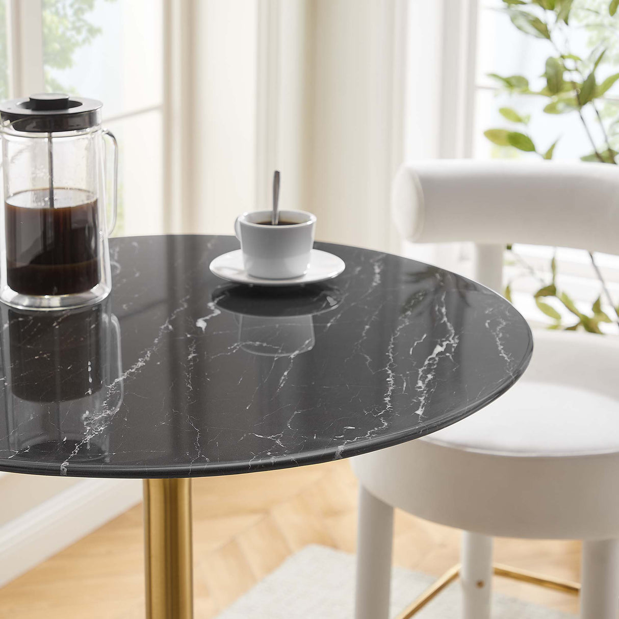 Lippa 28" Round Faux Marble Bar Table by Modway