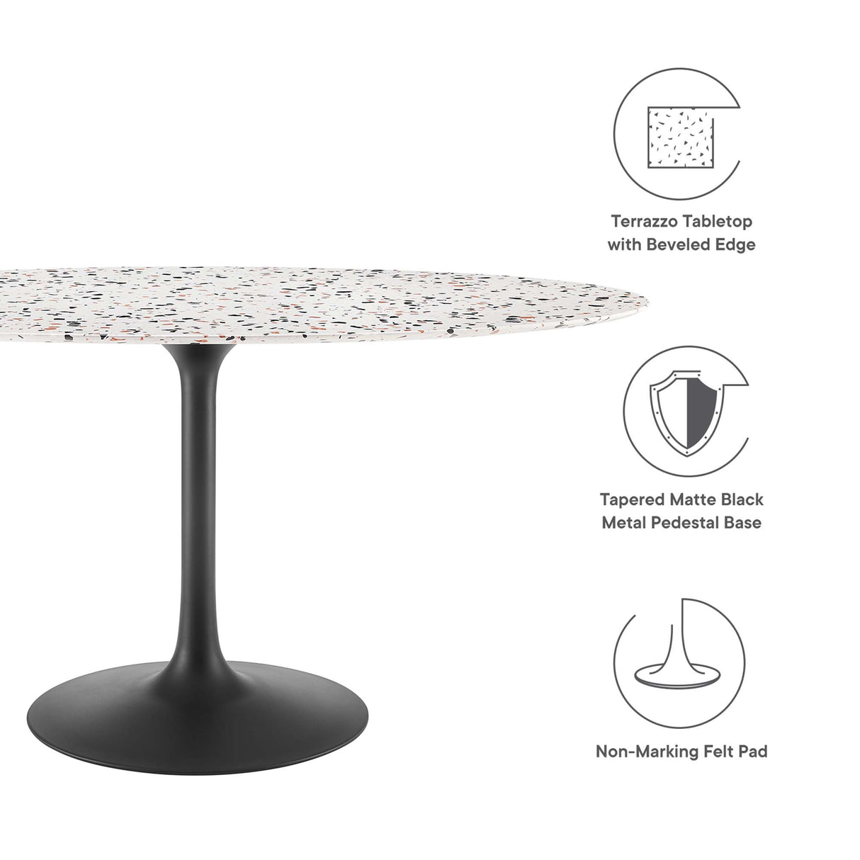 Lippa 60" Oval Terrazzo Dining Table by Modway