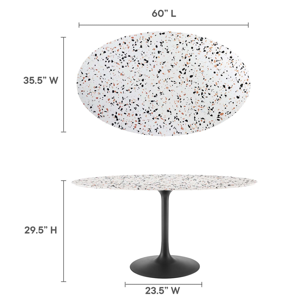 Lippa 60" Oval Terrazzo Dining Table by Modway