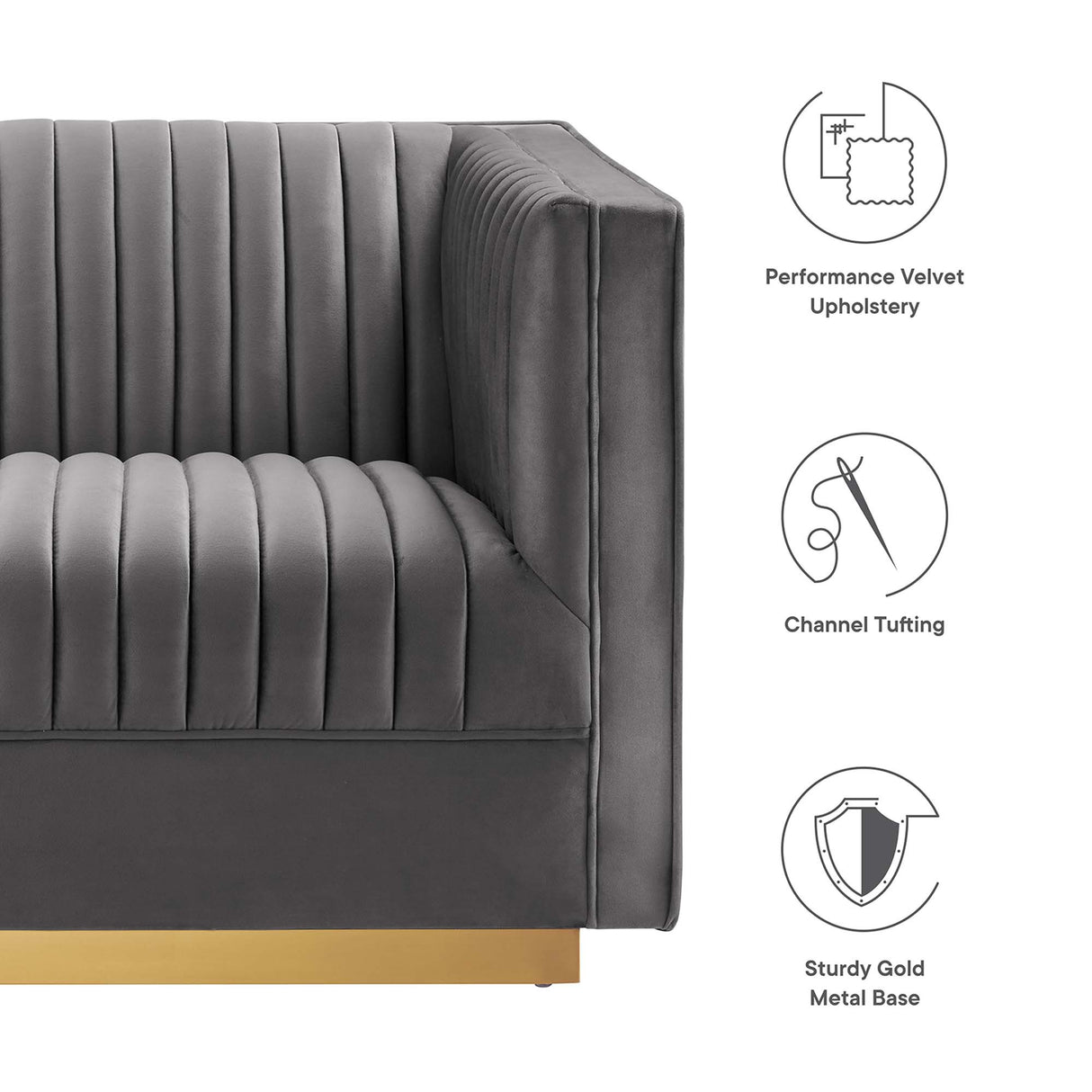 Sanguine 7-Piece Channel Tufted Performance Velvet Right-Facing Modular Sectional Sofa by Modway