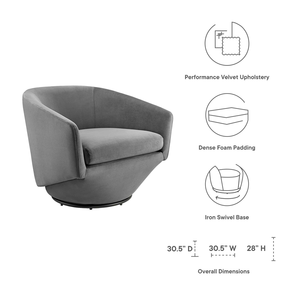 Series Performance Velvet Fabric Swivel Chair by Modway