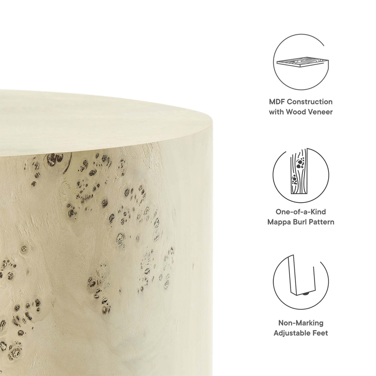 Cosmos 16" Round Burl Wood Side Table by Modway