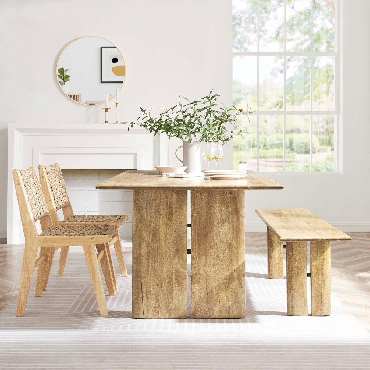 Amistad 72" Wood Dining Table and Bench Set by Modway