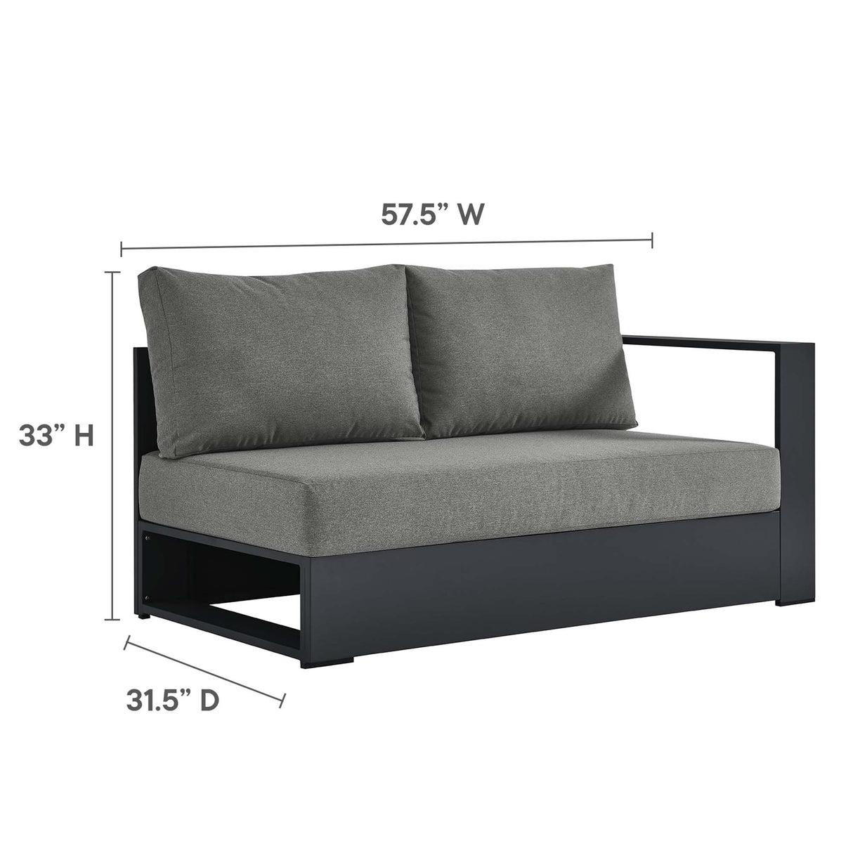 Tahoe 2-Piece Outdoor Patio Powder-Coated Aluminum Sectional Sofa Set