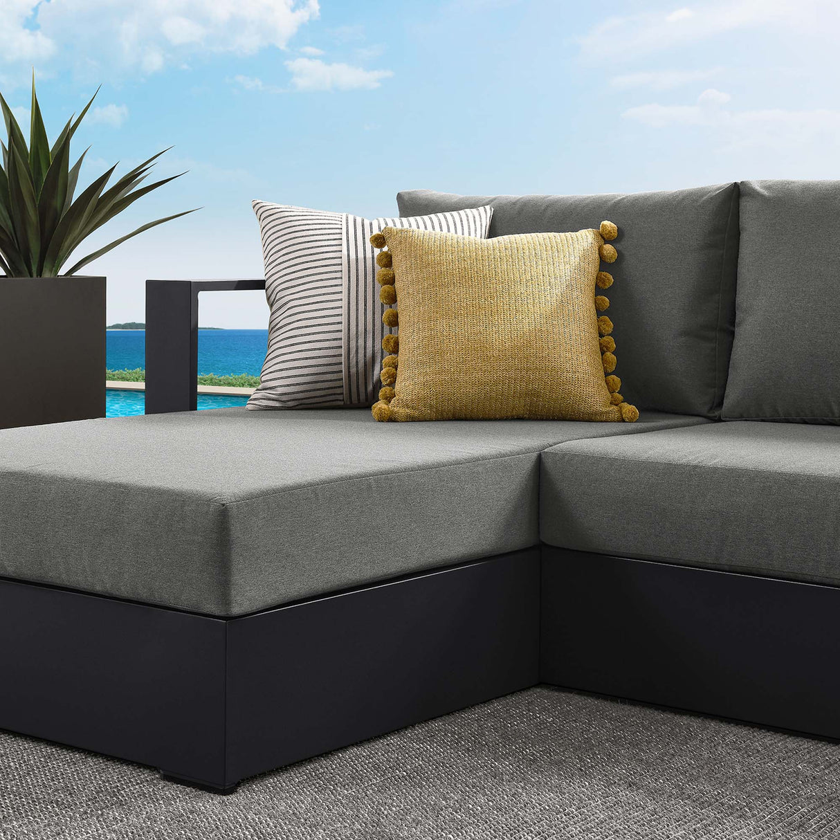 Tahoe 2-Piece Outdoor Patio Powder-Coated Aluminum Sectional Sofa Set