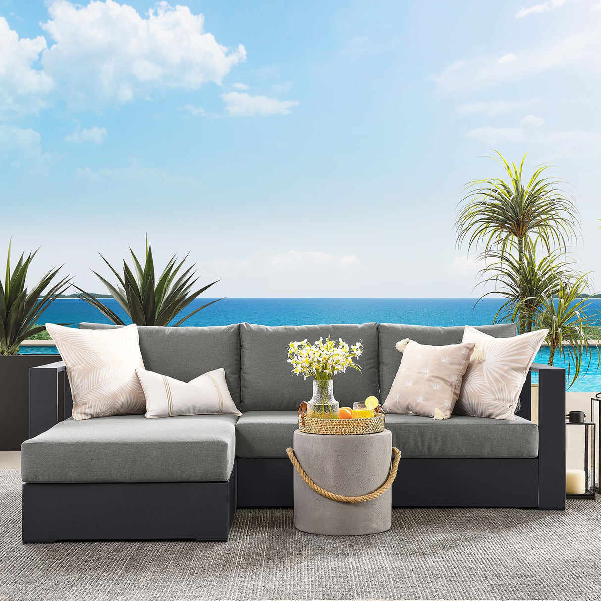 Tahoe 2-Piece Outdoor Patio Powder-Coated Aluminum Sectional Sofa Set