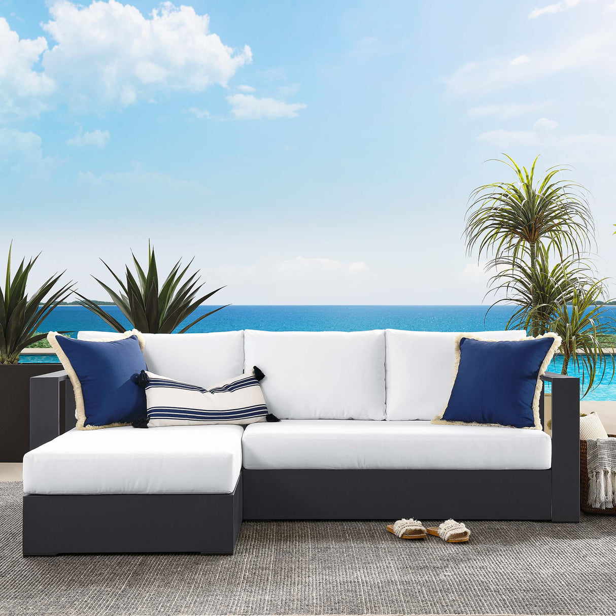 Tahoe 2-Piece Outdoor Patio Powder-Coated Aluminum Sectional Sofa Set