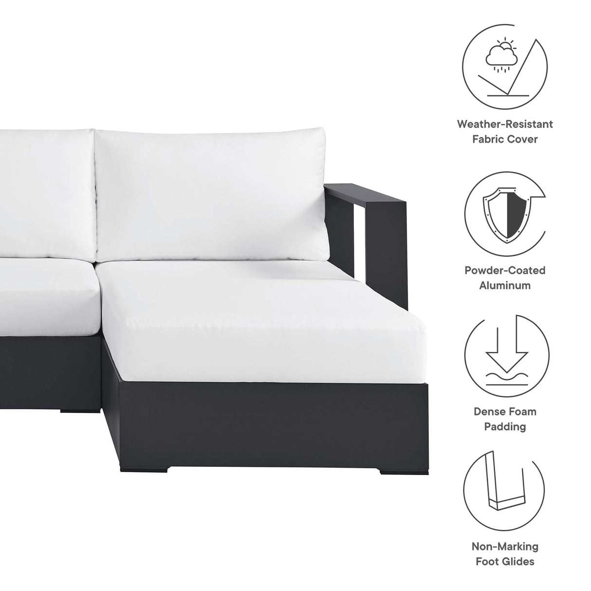 Tahoe 3-Piece Outdoor Patio Powder-Coated Aluminum Sectional Sofa Set