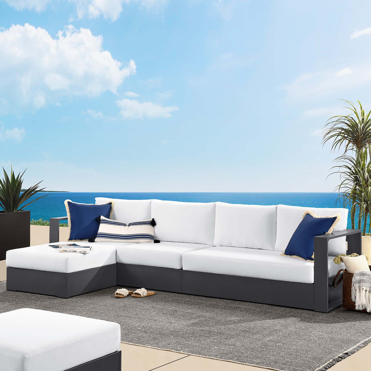 Tahoe 3-Piece Outdoor Patio Powder-Coated Aluminum Sectional Sofa Set by Modway