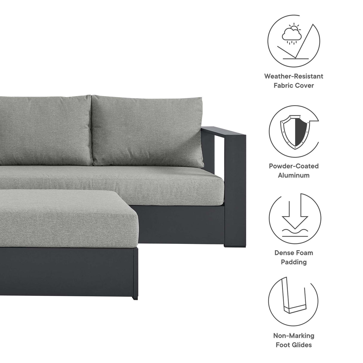 Tahoe 5-Piece Outdoor Patio Sectional Sofa Set by Modway