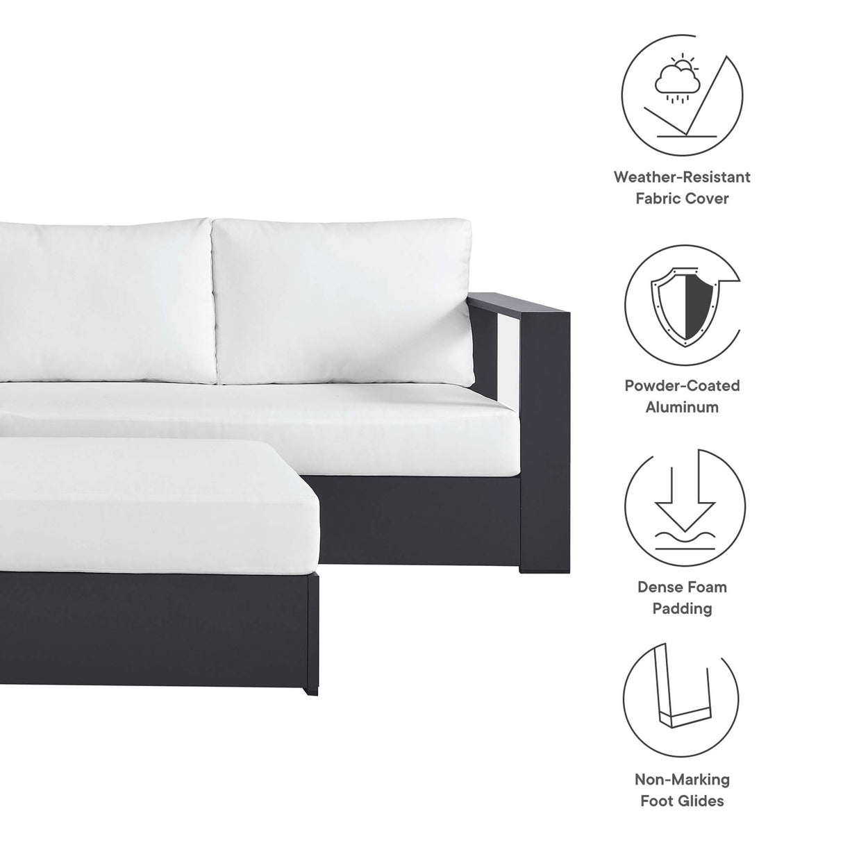 Tahoe 5-Piece Outdoor Patio Sectional Sofa Set by Modway