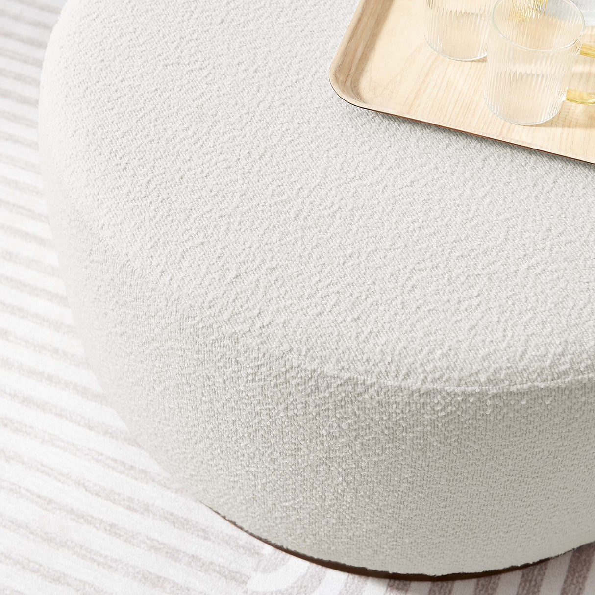 Tilden Large 29" Round Boucle Upholstered Ottoman