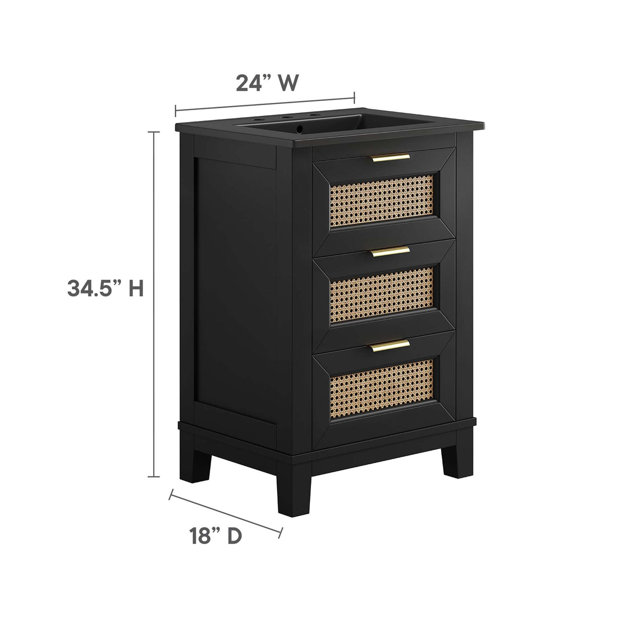 Dixie 24-Inch Solid Wood Bathroom Vanity Cabinet by Modway