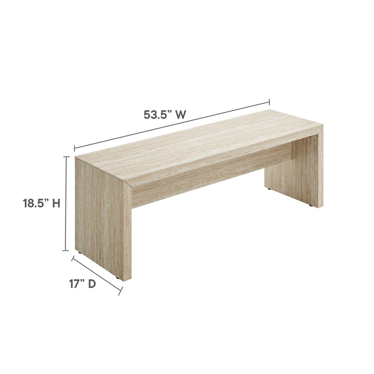Mirella 53.5" Faux Travertine Indoor Bench by Modway