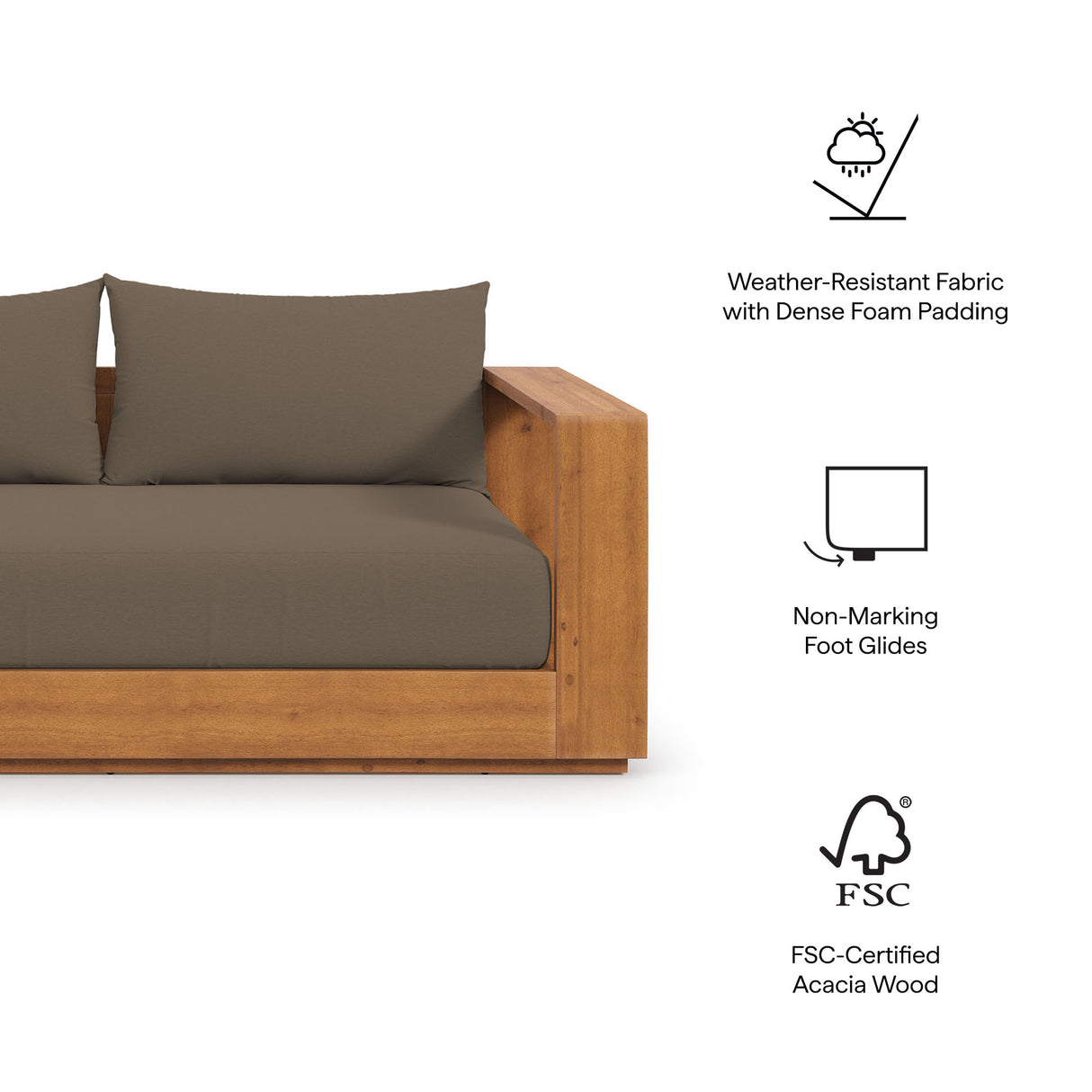Tahoe Acacia Wood Outdoor Patio Loveseat by Modway