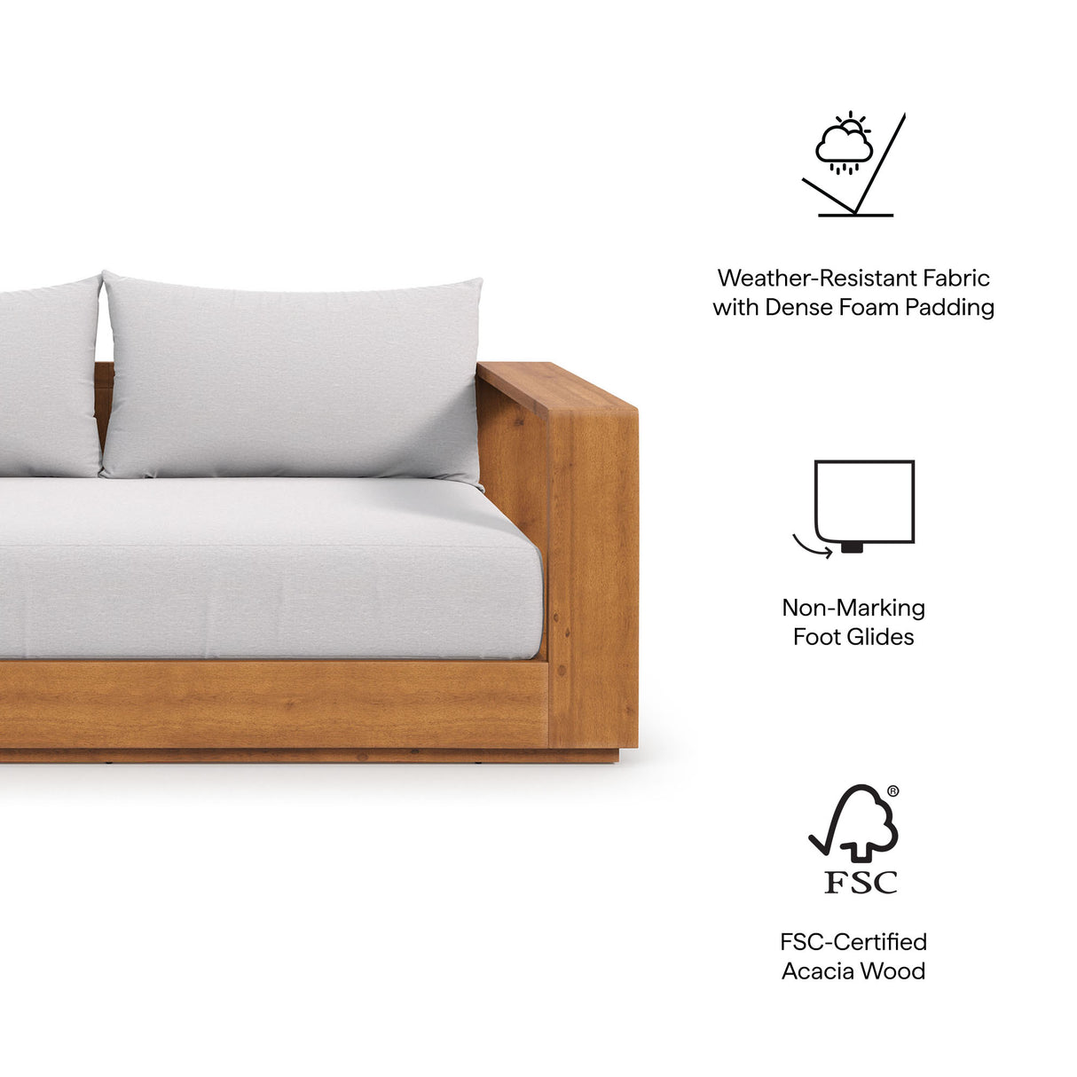Tahoe Acacia Wood Outdoor Patio Loveseat by Modway