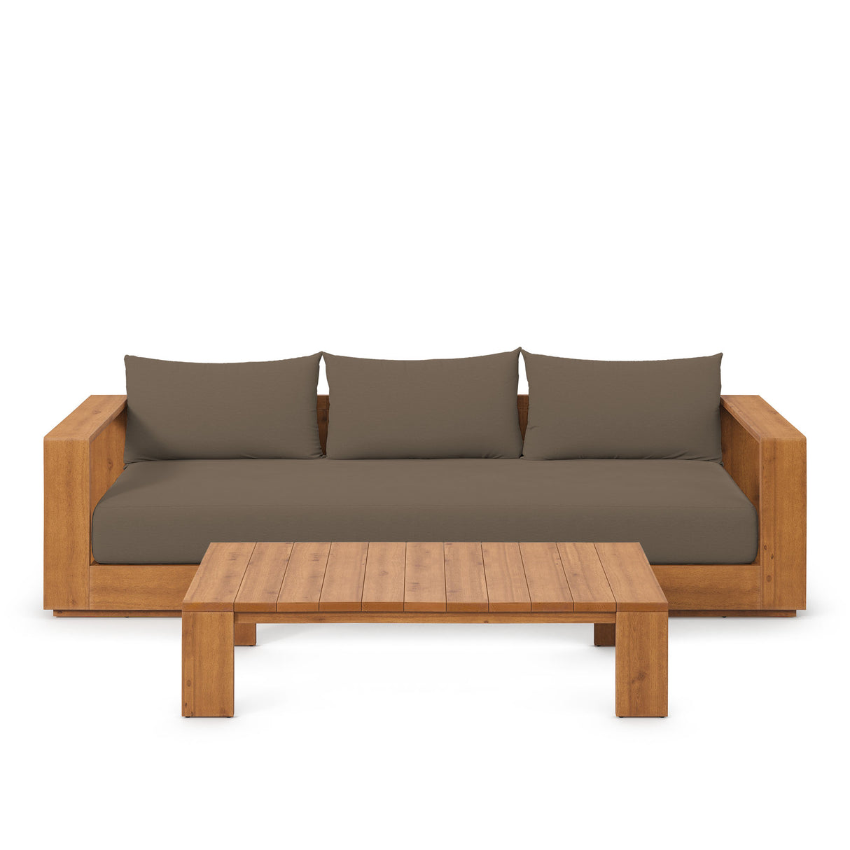 Tahoe 2-Piece Outdoor Patio Acacia Wood Sofa and Coffee Table Set by Modway