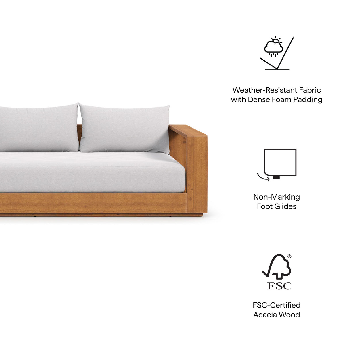 Tahoe 2-Piece Outdoor Patio Acacia Wood Sofa and Coffee Table Set by Modway