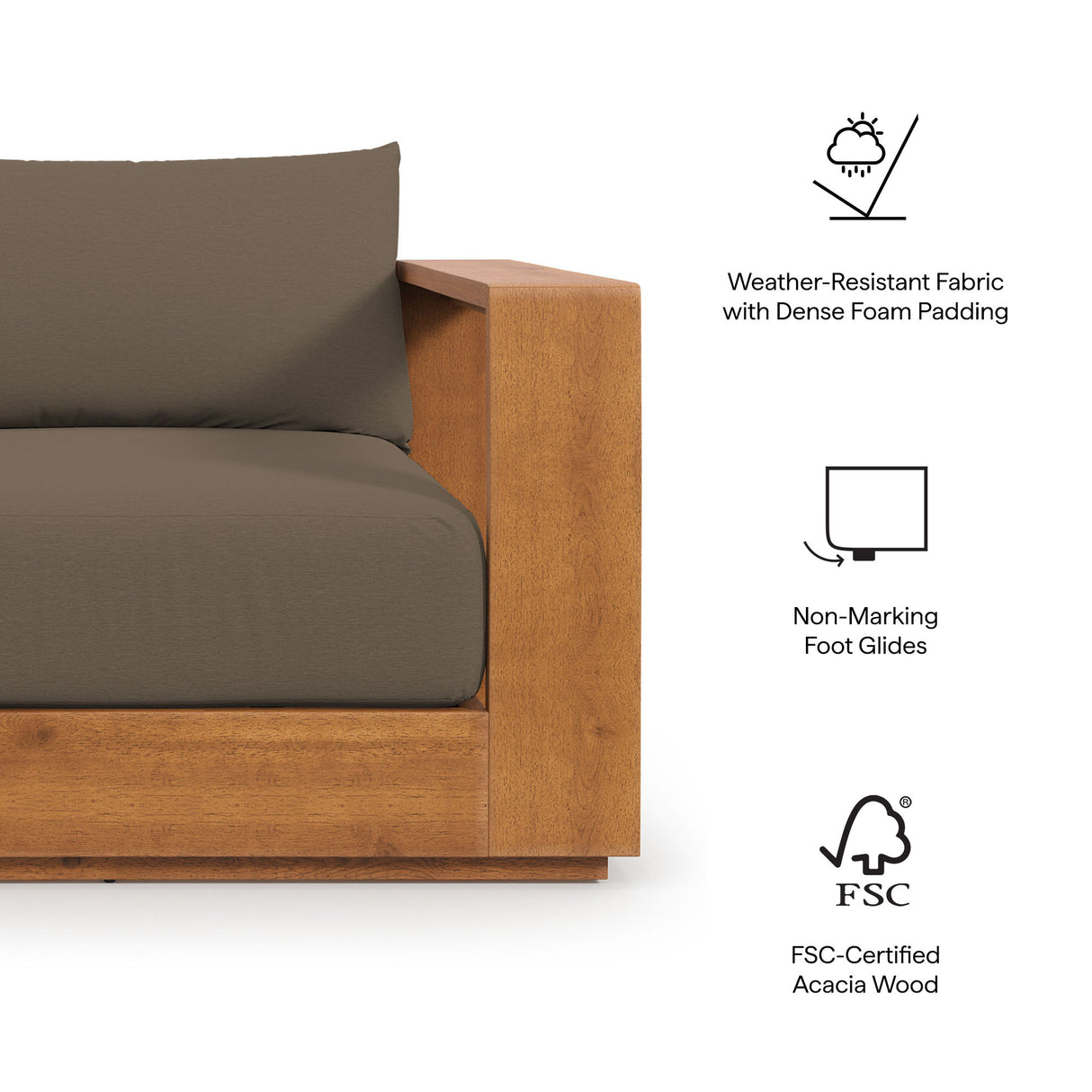 Tahoe 2-Piece Outdoor Patio Acacia Wood Armchair and Ottoman Set by Modway