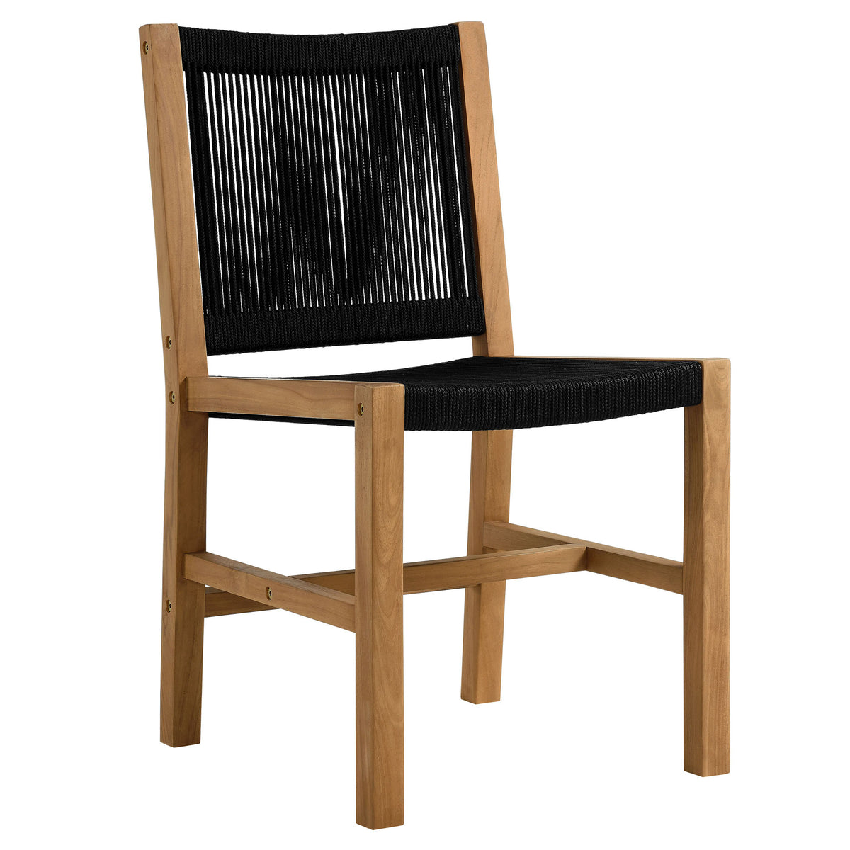 Vienna 3-Piece Outdoor Patio Teak and Rope Dining Set with Armless Chairs