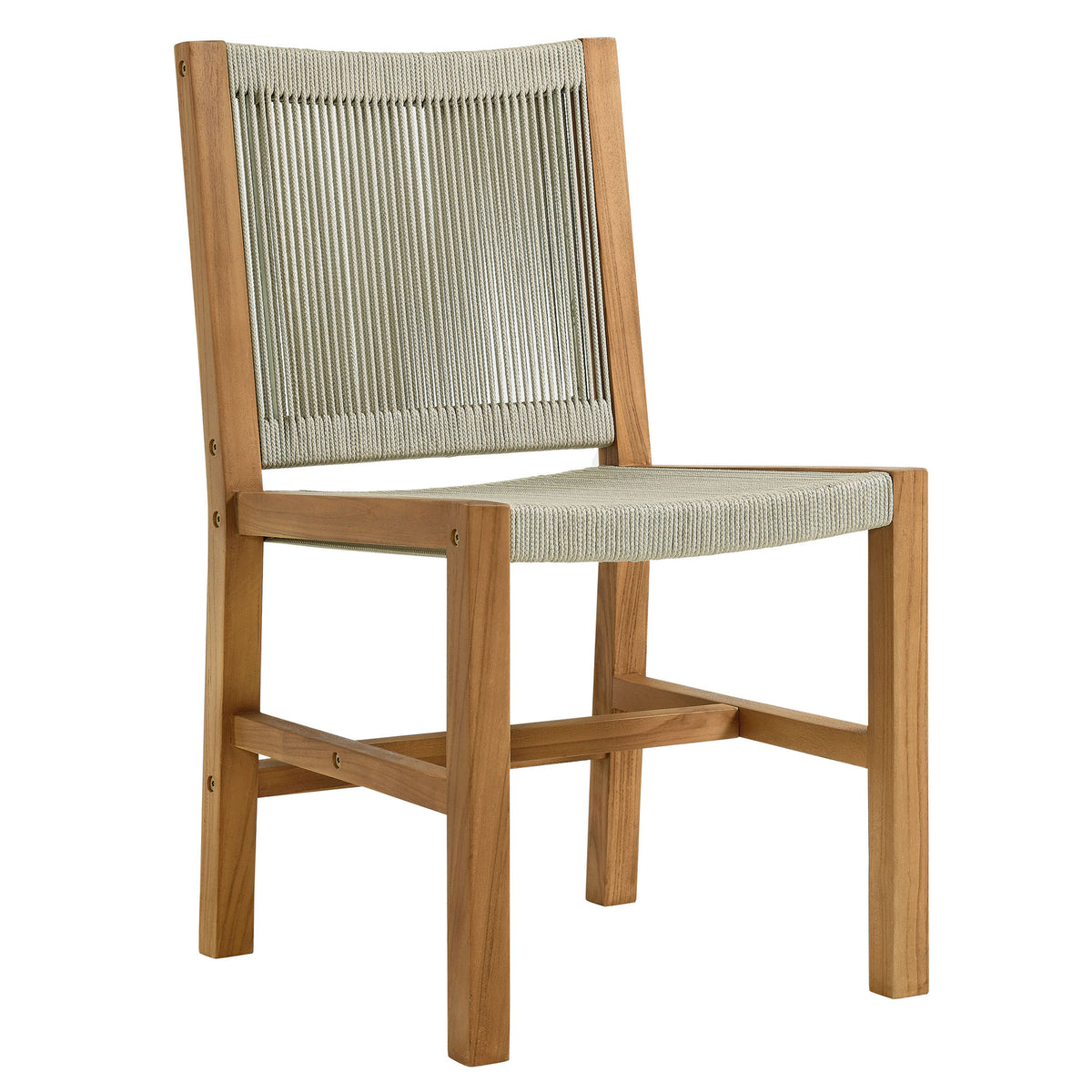 Vienna 3-Piece Outdoor Patio Teak and Rope Dining Set with Armless Chairs