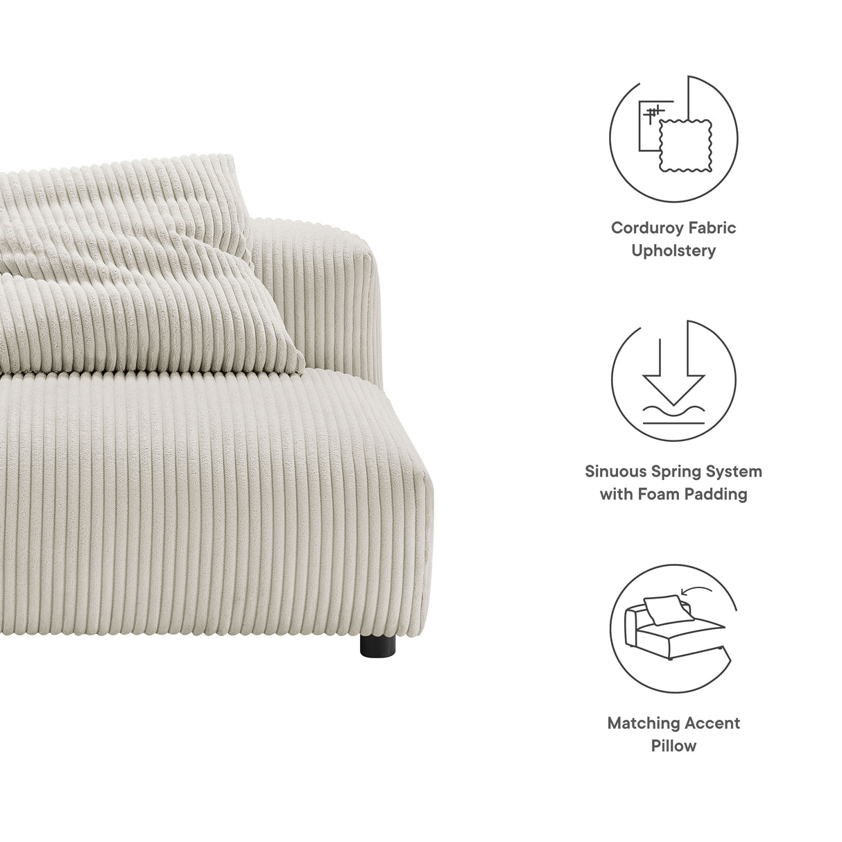 Solace Modular Corduroy Upholstered Armless Chair