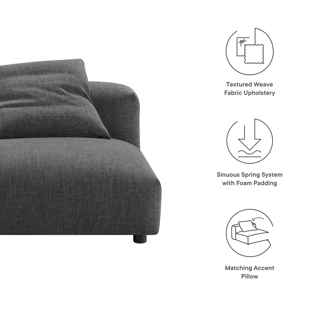 Solace Modular Upholstered Fabric Armless Chair by Modway