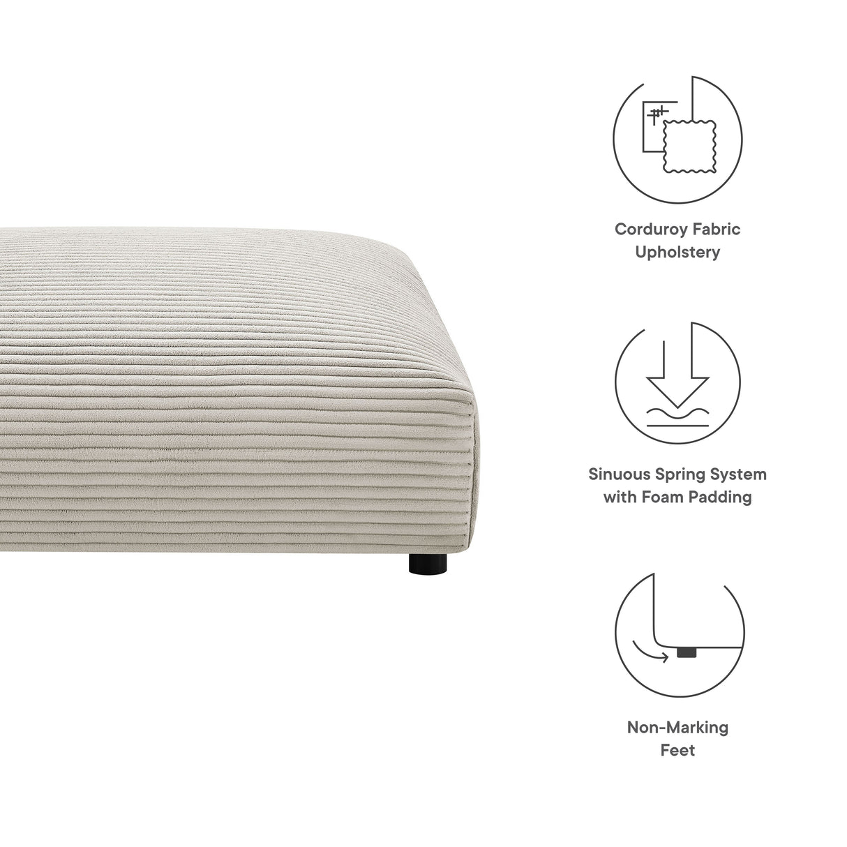 Solace Modular Corduroy Upholstered Ottoman by Modway