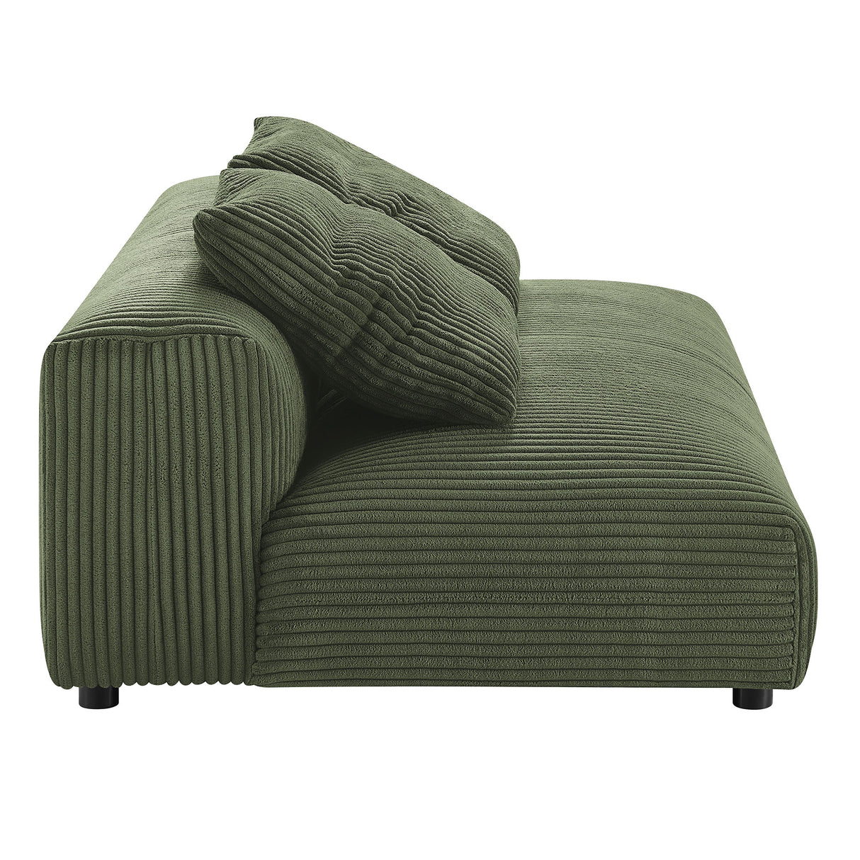 Solace Modular Corduroy Upholstered Armless Loveseat and Ottoman Set