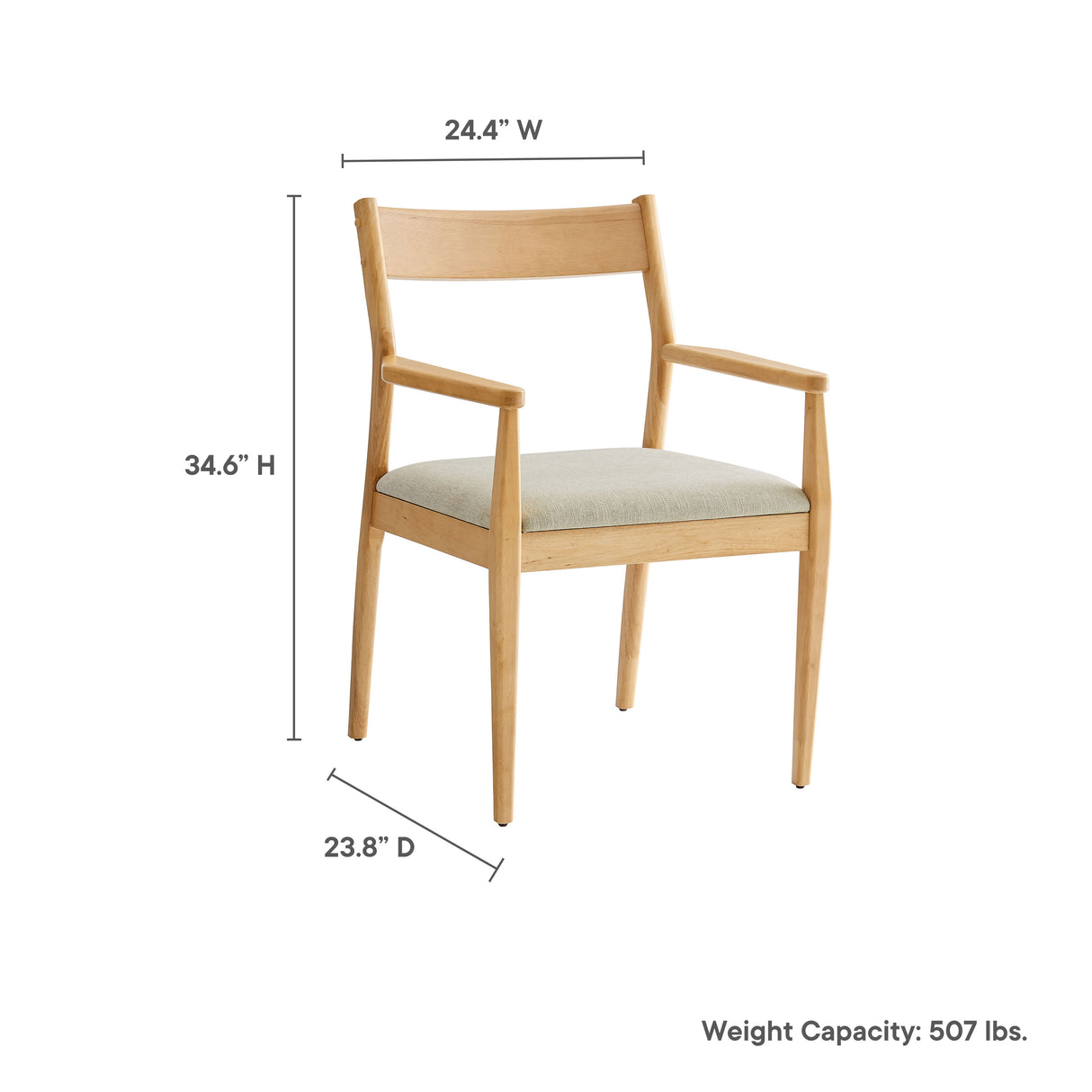 Solara 7-Piece Wood Dining Set with Fabric Upholstered Armchairs