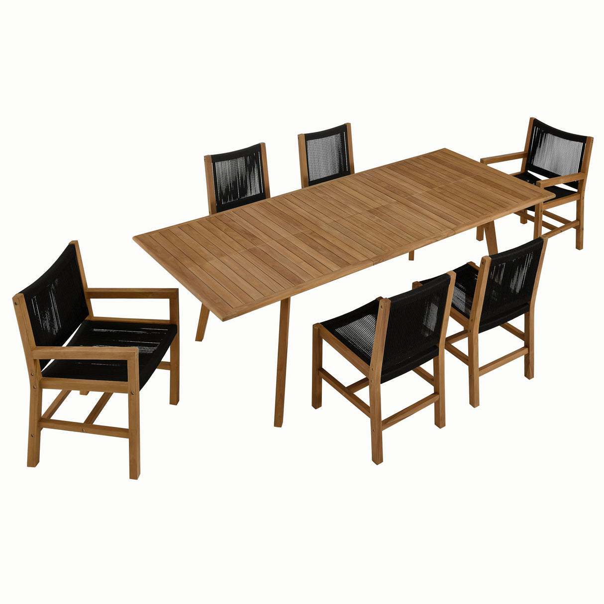 Vienna 7-Piece Outdoor Patio Teak and Rope Dining Set by Modway