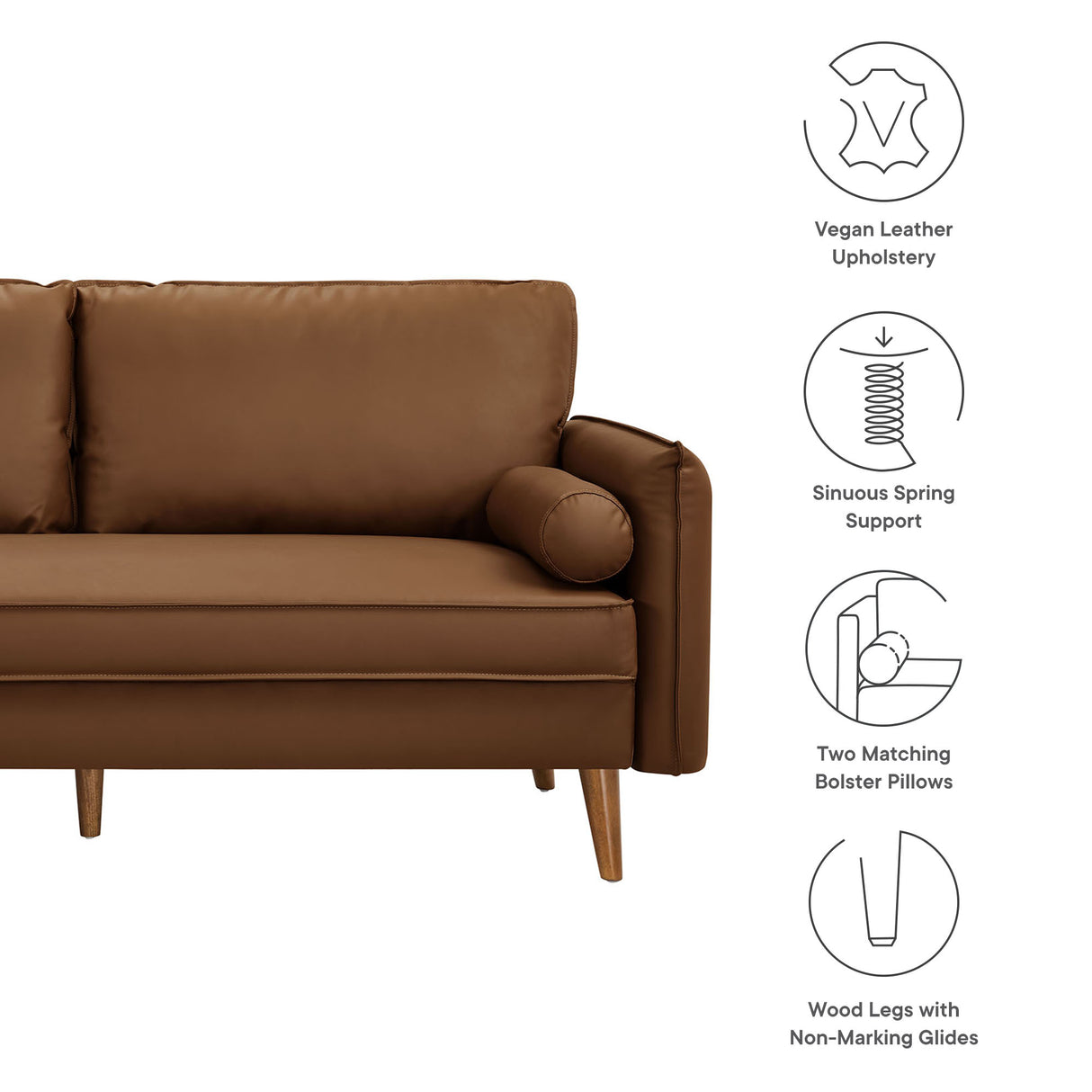 Revive Upholstered Vegan Leather Sofa by Modway