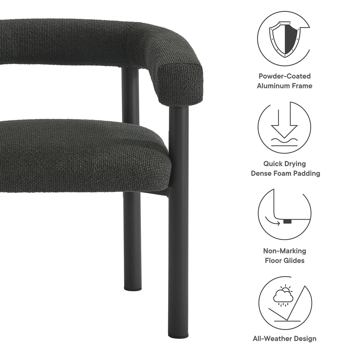 Nautica 7-Piece Rectangular Outdoor Patio Aluminum Dining Table and Chairs Set by Modway