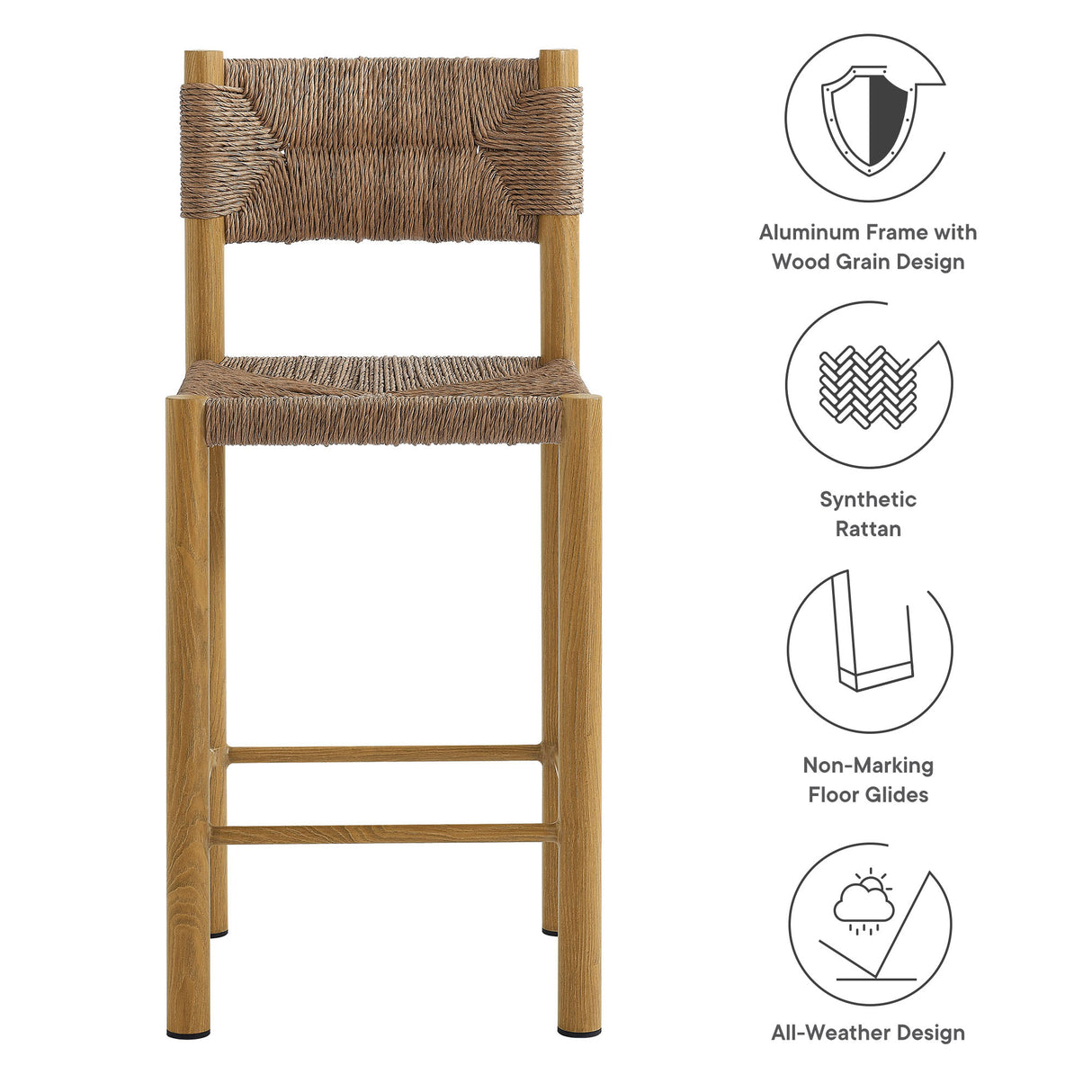 Parkland Outdoor Patio Rattan And Aluminum Counter Stools Set of 2