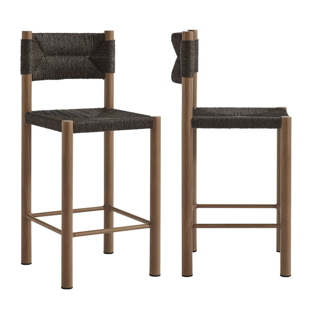 Parkland Outdoor Patio Rattan And Aluminum Counter Stools Set of 2