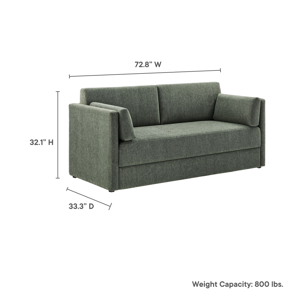 Linden Upholstered Heathered Chenille Small Sofa