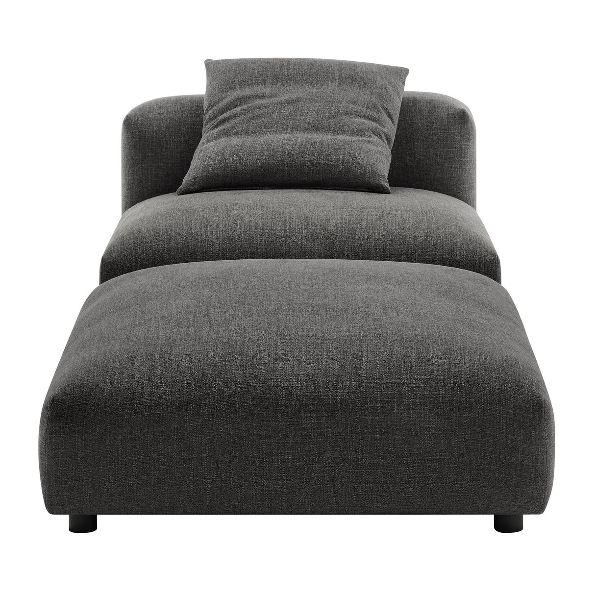 Solace Modular Upholstered Fabric Armless Chair and Ottoman Set