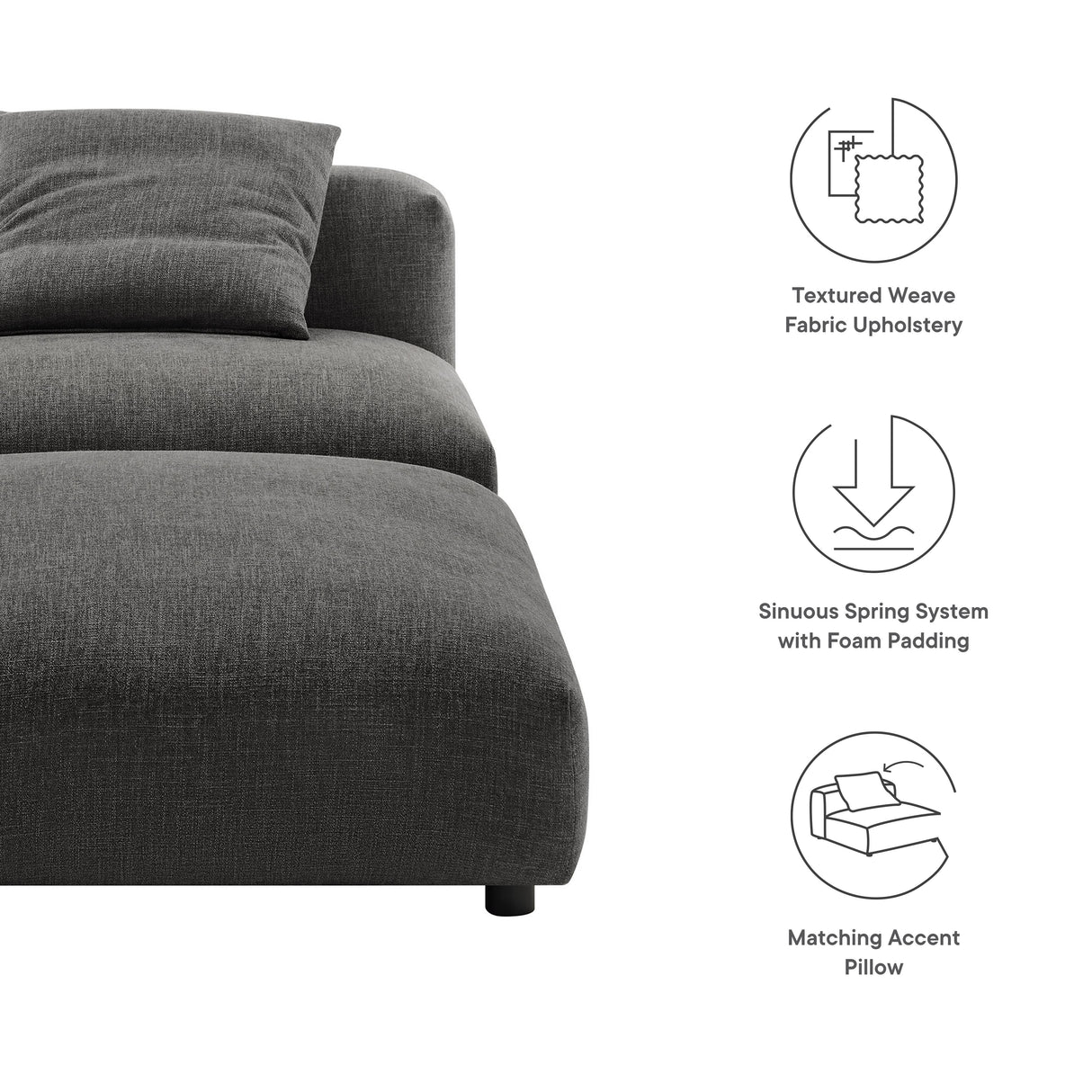 Solace Modular Upholstered Fabric Armless Chair and Ottoman Set