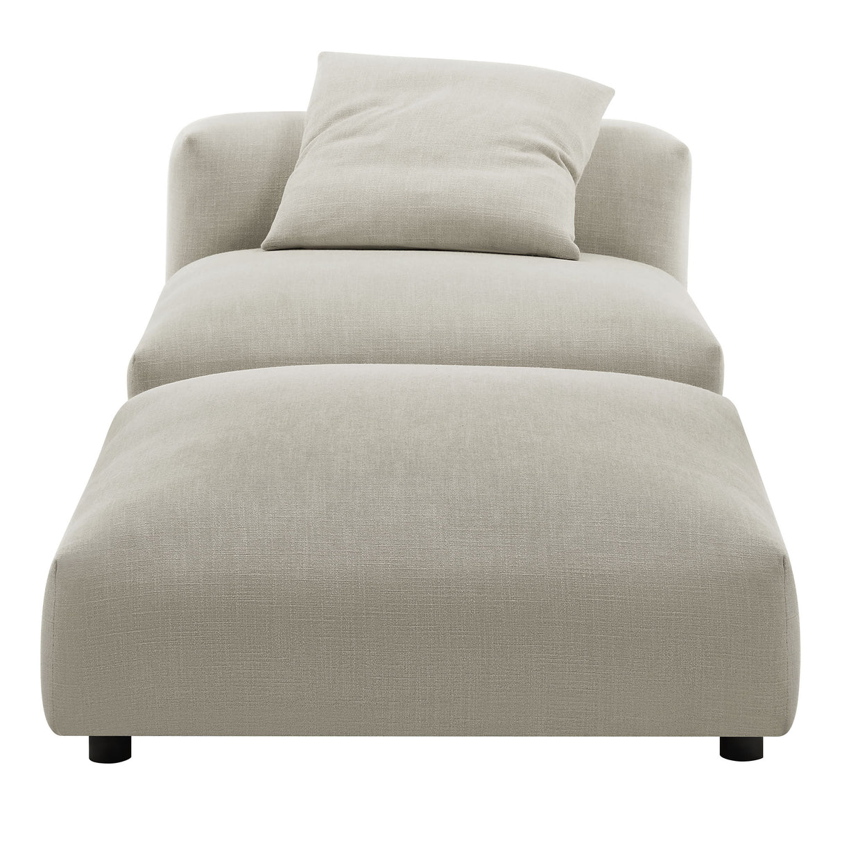 Solace Modular Upholstered Fabric Armless Chair and Ottoman Set