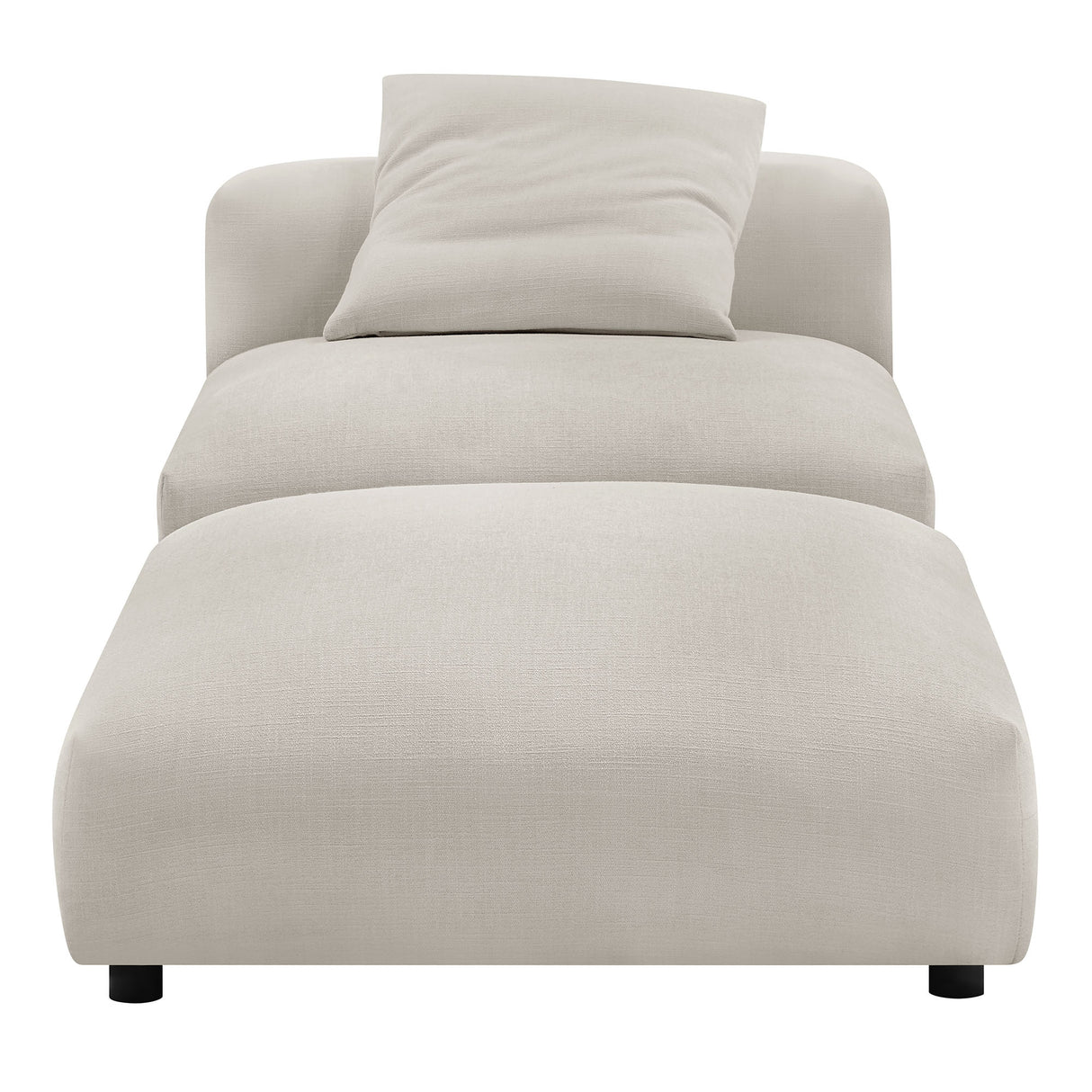 Solace Modular Upholstered Fabric Armless Chair and Ottoman Set