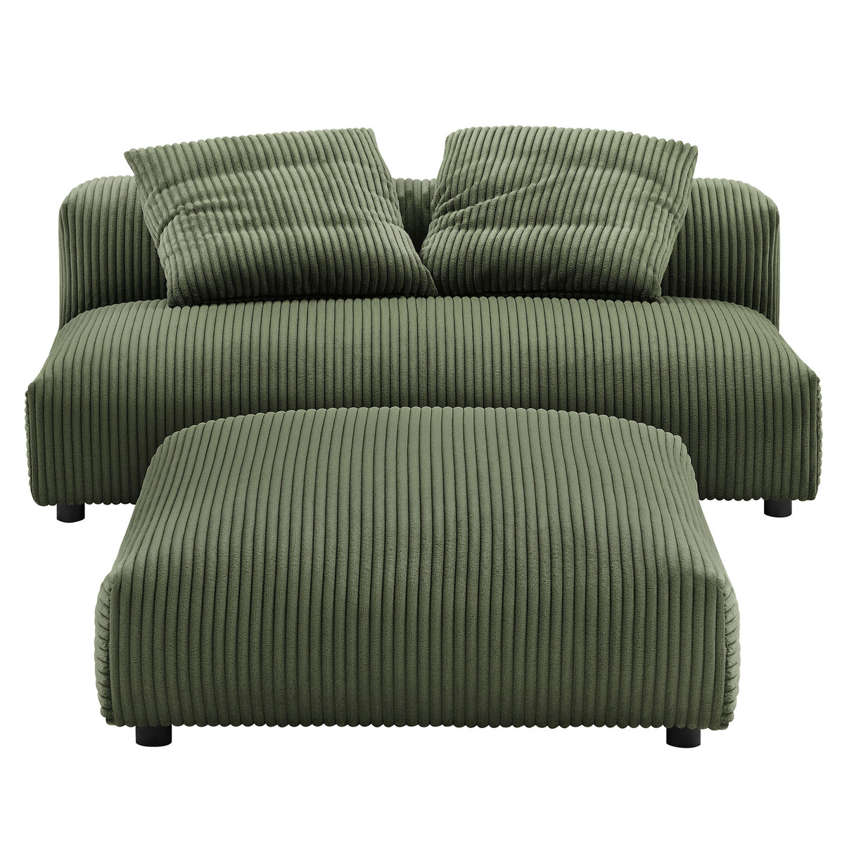 Solace Modular Corduroy Upholstered Armless Loveseat and Ottoman Set