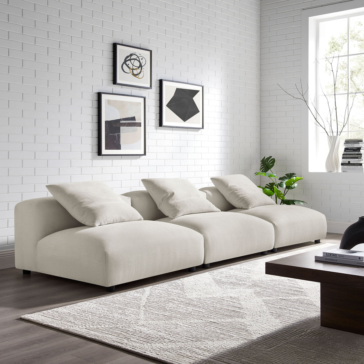 Solace 3-Piece Modular Upholstered Fabric Sofa by Modway