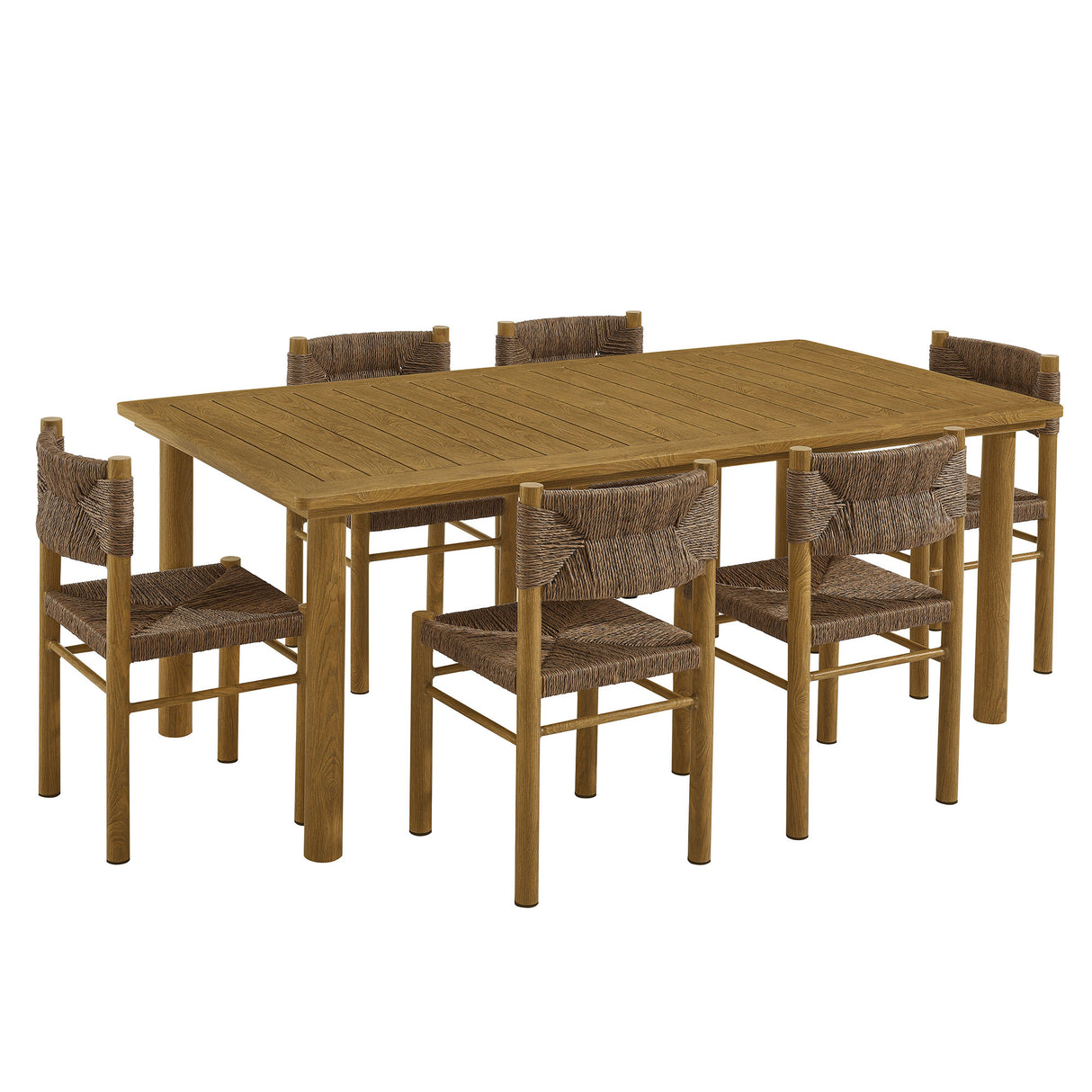Parkland 7-Piece Rectangular Outdoor Patio Rattan and Aluminum Dining Set