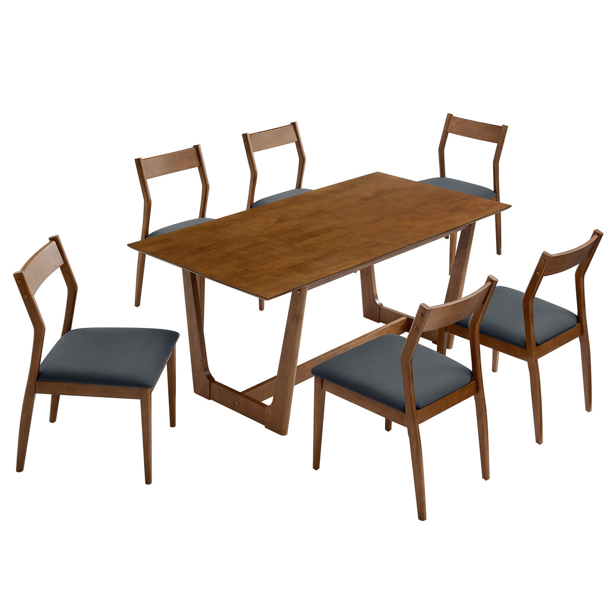 Solara 7-Piece Wood Dining Set with Vegan Leather Chairs