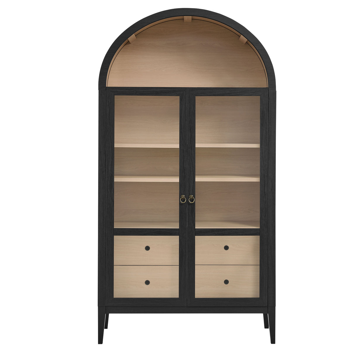 Nolan 1-Piece Wood Storage Cabinet with Arched Glass Doors