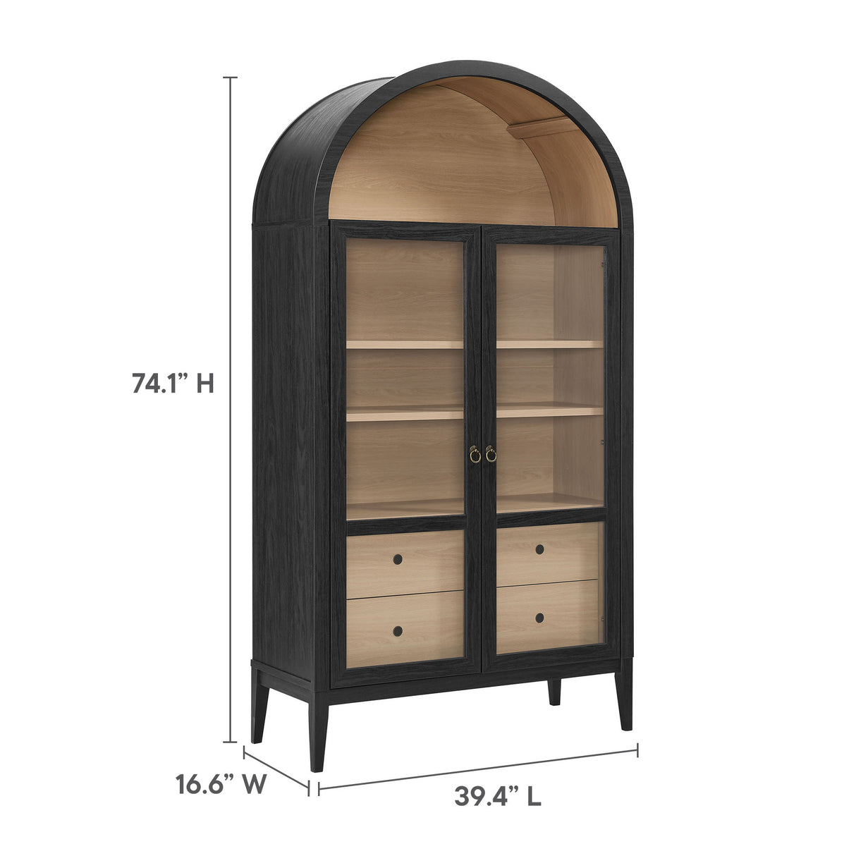 Nolan 1-Piece Wood Storage Cabinet with Arched Glass Doors