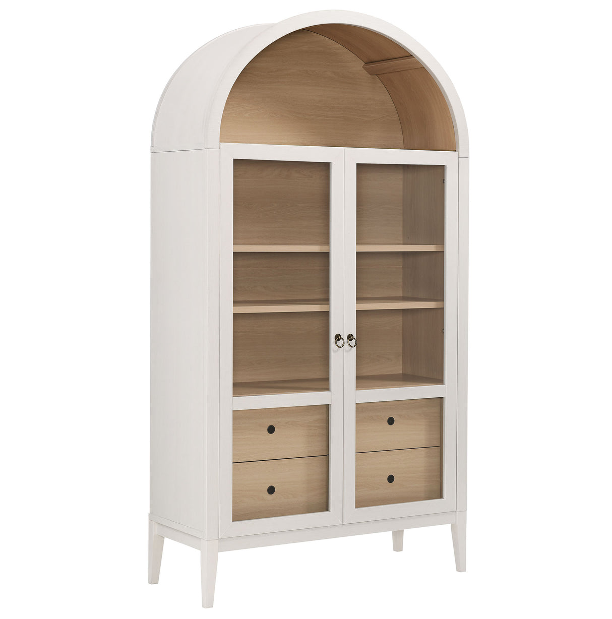 Nolan 1-Piece Wood Storage Cabinet with Arched Glass Doors