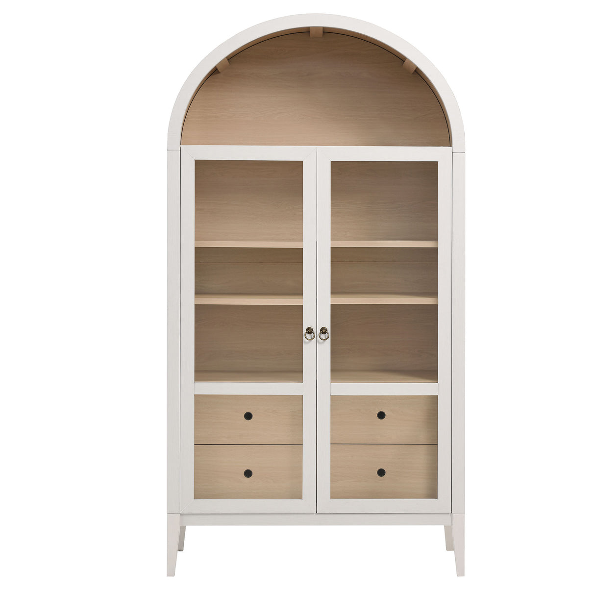 Nolan 1-Piece Wood Storage Cabinet with Arched Glass Doors