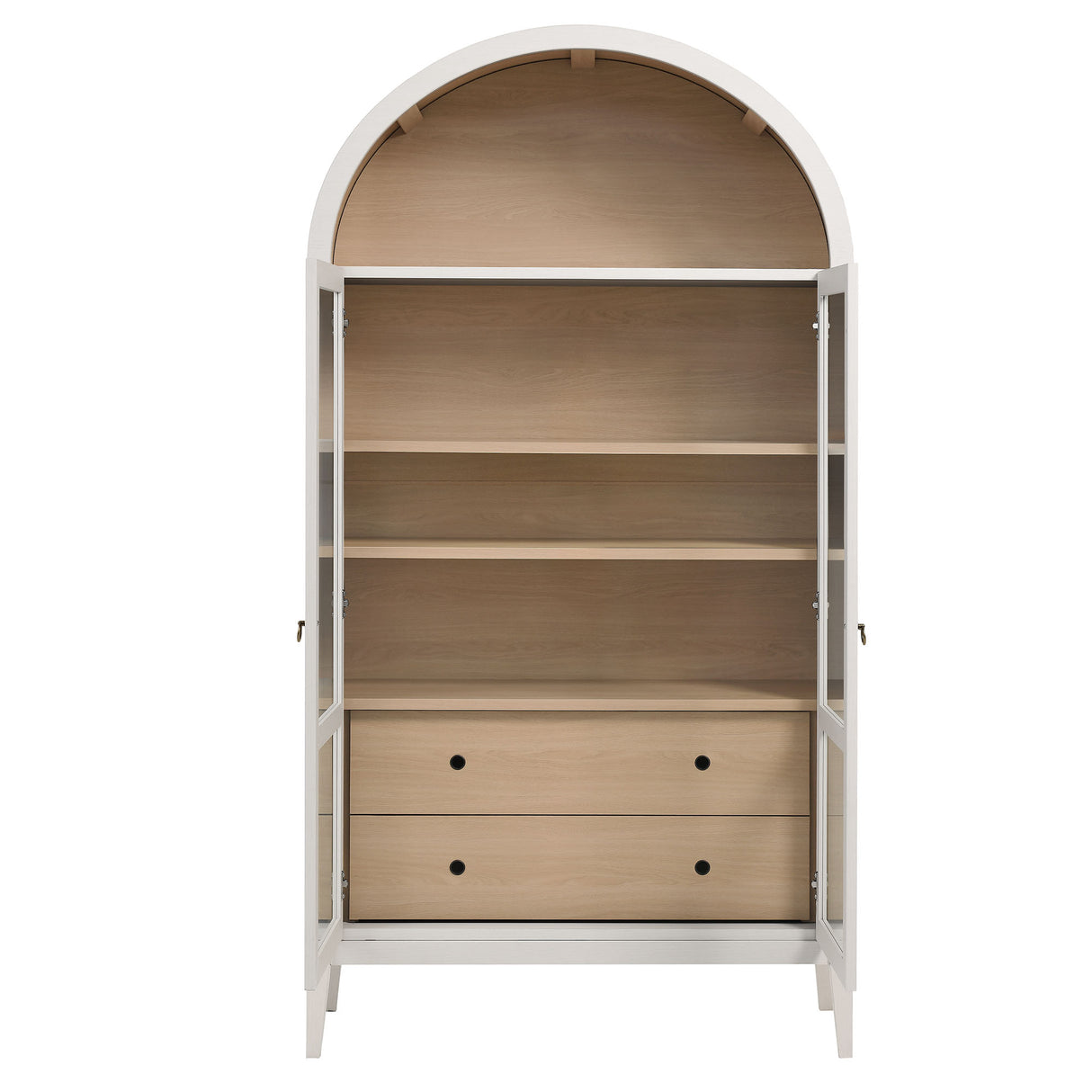 Nolan 1-Piece Wood Storage Cabinet with Arched Glass Doors