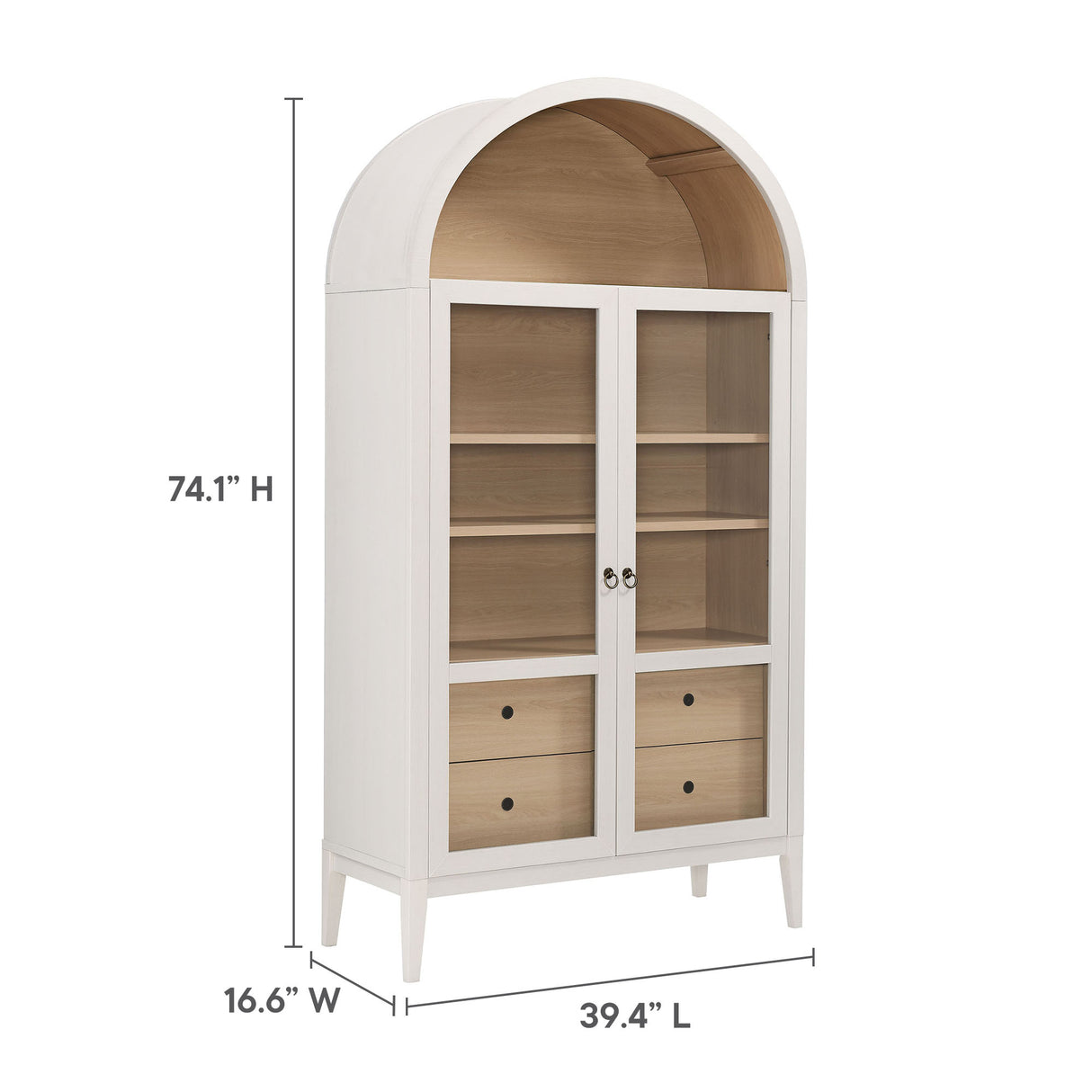 Nolan 1-Piece Wood Storage Cabinet with Arched Glass Doors